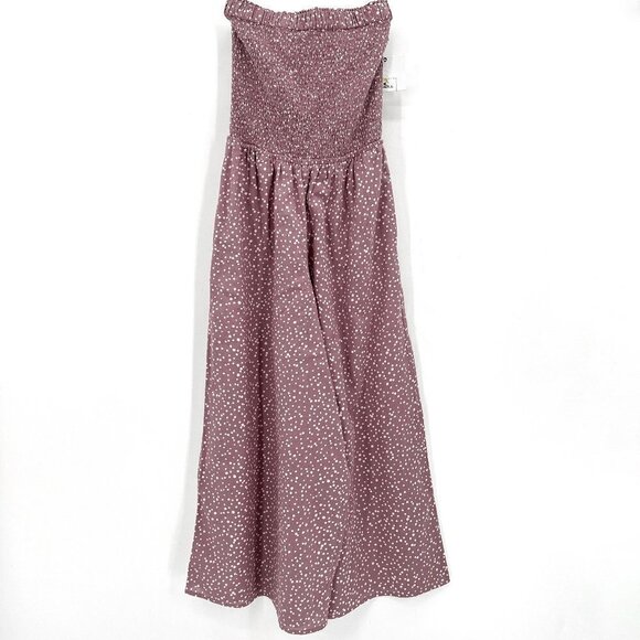 O'Neill Alicia Polka Dot Pink Smocked Strapless Wide Cropped Pants XS Jumpsuit - Picture 2 of 9